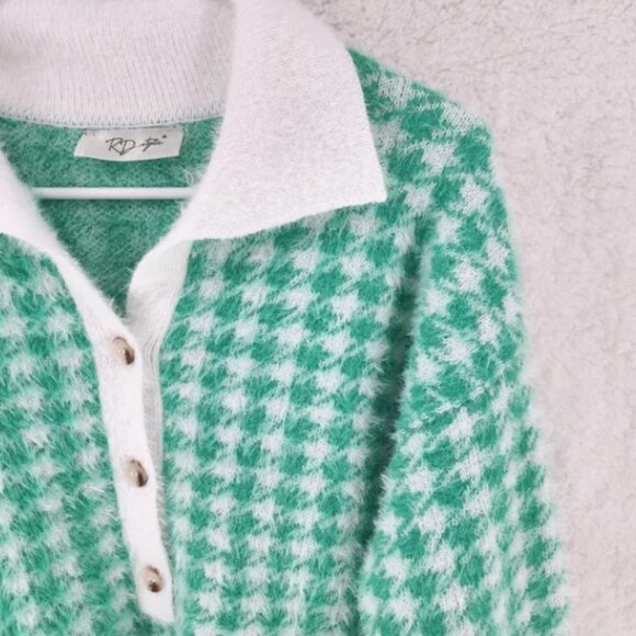 RD Style Women's Half Button Down Drop Shoulder Sweater - S/P - Picture 2 of 6